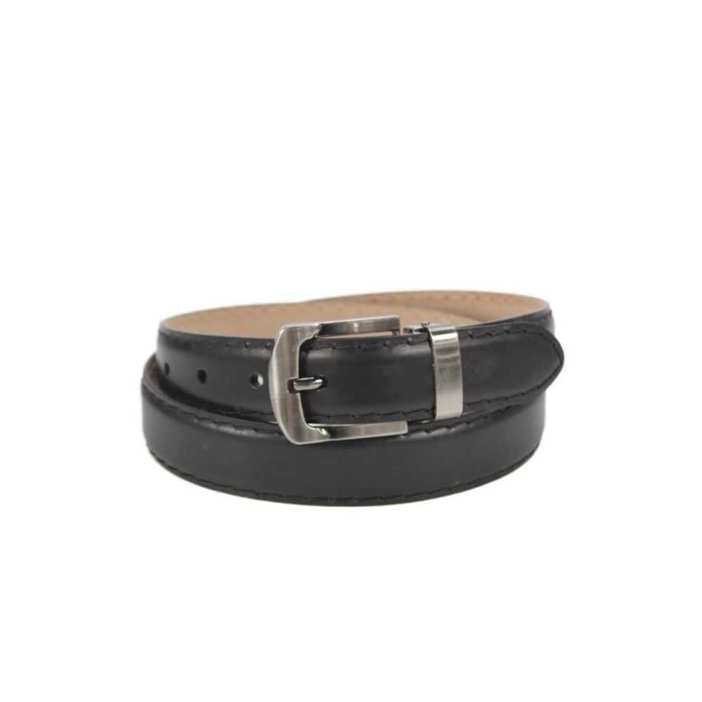 Bernini Mens Genuine Leather Silver Tone Buckle Belt Solid Black Size 36